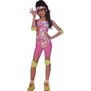 Skating Barbie Halloween Costume Girls Size 6 / 6X Neon Pink Leotard Visor NEW